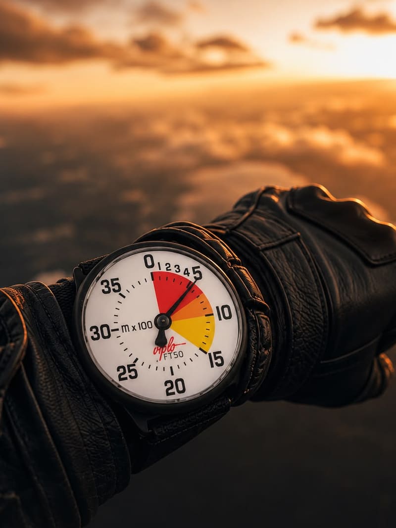 Altimètre au poignet au coucher du soleil
